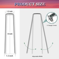 120 Pack Landscape Staples 6 Inch, 11 Gauge Heavy Duty Galvanized Garden Stak…