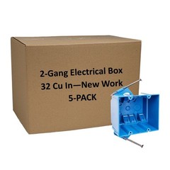 5-Pack 2-Gang Electrical Outlet/Switch Box 32 Cu In New Work Double Gang Blue