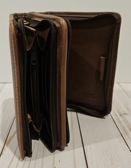 VTG Franklin Covey Brown Full-Grain Leather 2-Zipper Wallet Binder – RARE