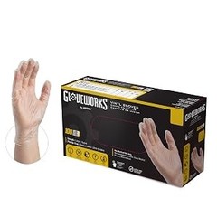 GLOVEPLUS Industrial Clear Vinyl Gloves, Latex Free, Powder Free, Food Safe,