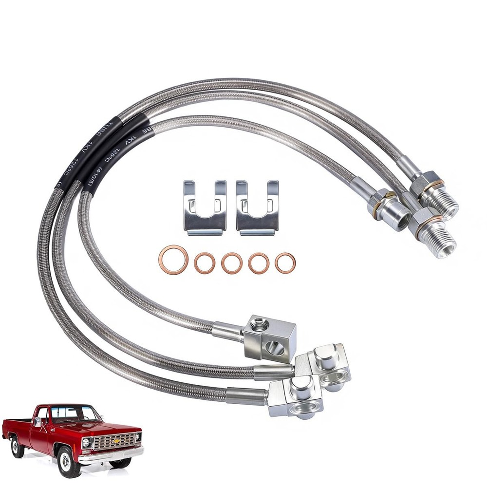 3PCS Stainless Steel Extended Brake Lines Fit Chevy GMC C K 1500 2500 4-6 Lift