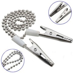 10 Pcs Premium Dental Bibs Clip Napkin Holders Metal White Chain Crocodile