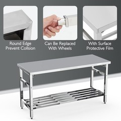 Kitchen Work Table Stainless Steel 60x24x31.5In Adjustable Height Workstation