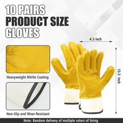 10 Pair Oil Resistant Gloves for Men, Nitrile Heavyweight Fully Coated Work G…