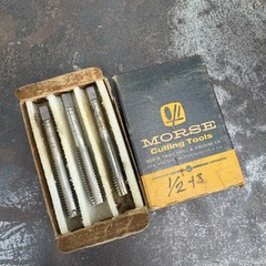 Vtg MORSE Cutting Tools – 1/2 12 NC Taps – 3 Piece Tap Set HS w/ Box