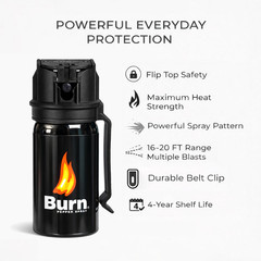 Burn Pepper Spray 1.35oz Police Strength OC Personal Safety Self Defense