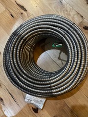 15′ – 10/2 BLACK/WHITE Solid MC Copper Metal Clad Cable – MC Glide Lite 15feet