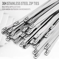 Metal Zip Ties 11.8 inch 100pcs 11.8x 0.18 x 0.01 inches (L*W*T), Silver