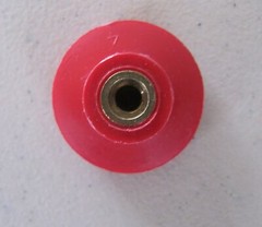 Dimco Gray Push Pull Knob, Red Thermoplastic 1/4-20 x 7/16 Insert, Rare!