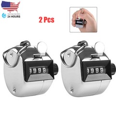 2 PCS 4 Digit Number Dual Clicker Golf Hand Tally Counter Metal Handy Convenient