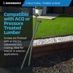 Sandbaggy 6″ Structural Timber Screws – Countersunk (Hex Head) – Wood Lock Screw
