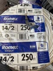 Romex 14/2 250 ft Solid Copper NM-B Wire 600V White Sheath Indoor Cable
