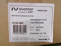 Box of 12 Avantor VWR Low Form Griffin Beakers, 400ml, # 10754-954, New S7