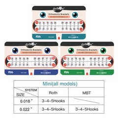 Dental Orthodontic MIM Mini Monoblock Brackets Roth/MBT Slot.018/0.022 Hooks 345
