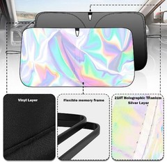 57.09×31.5 Inch Collapsible Car Windshield Sun Shade in 210T Titanium Silver Clo