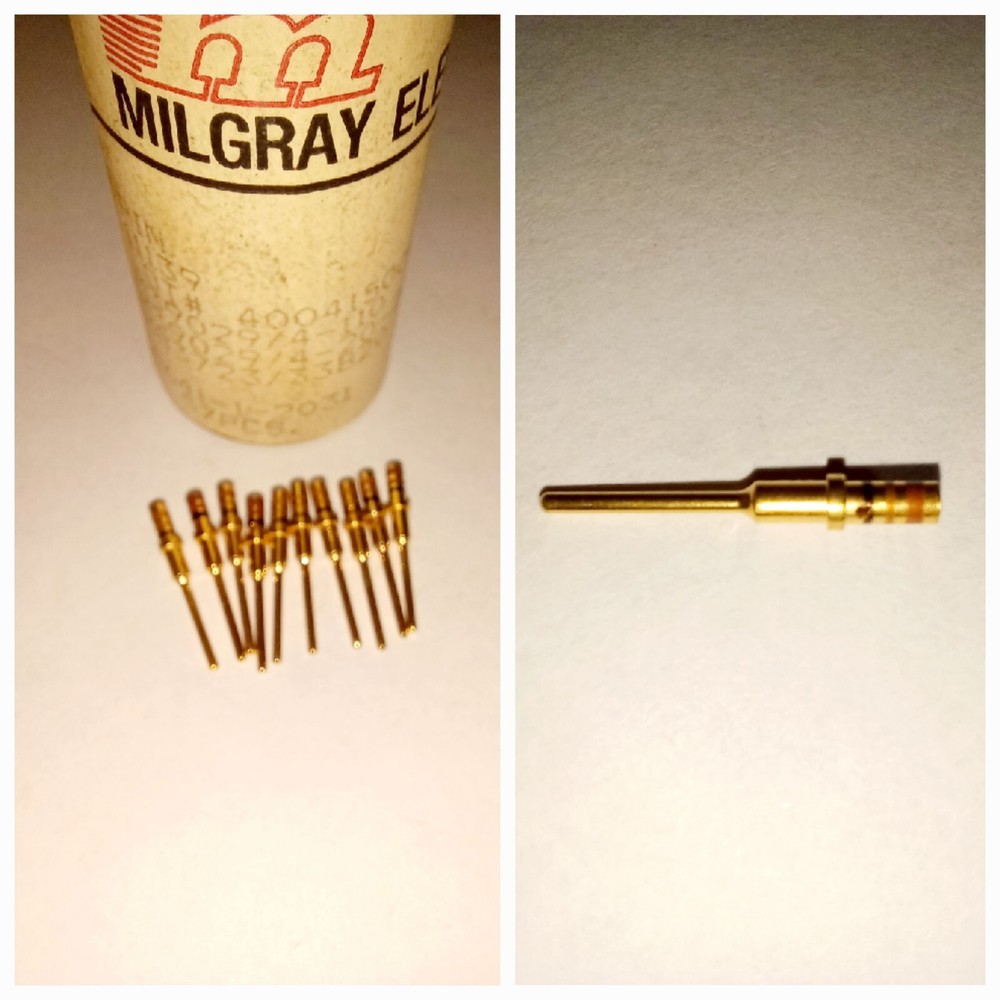 Lot of 10* MILGRAY M39029/4-110 MIL-SPEC Male Pin Contact 20-24awg GOLD MIL-SPEC