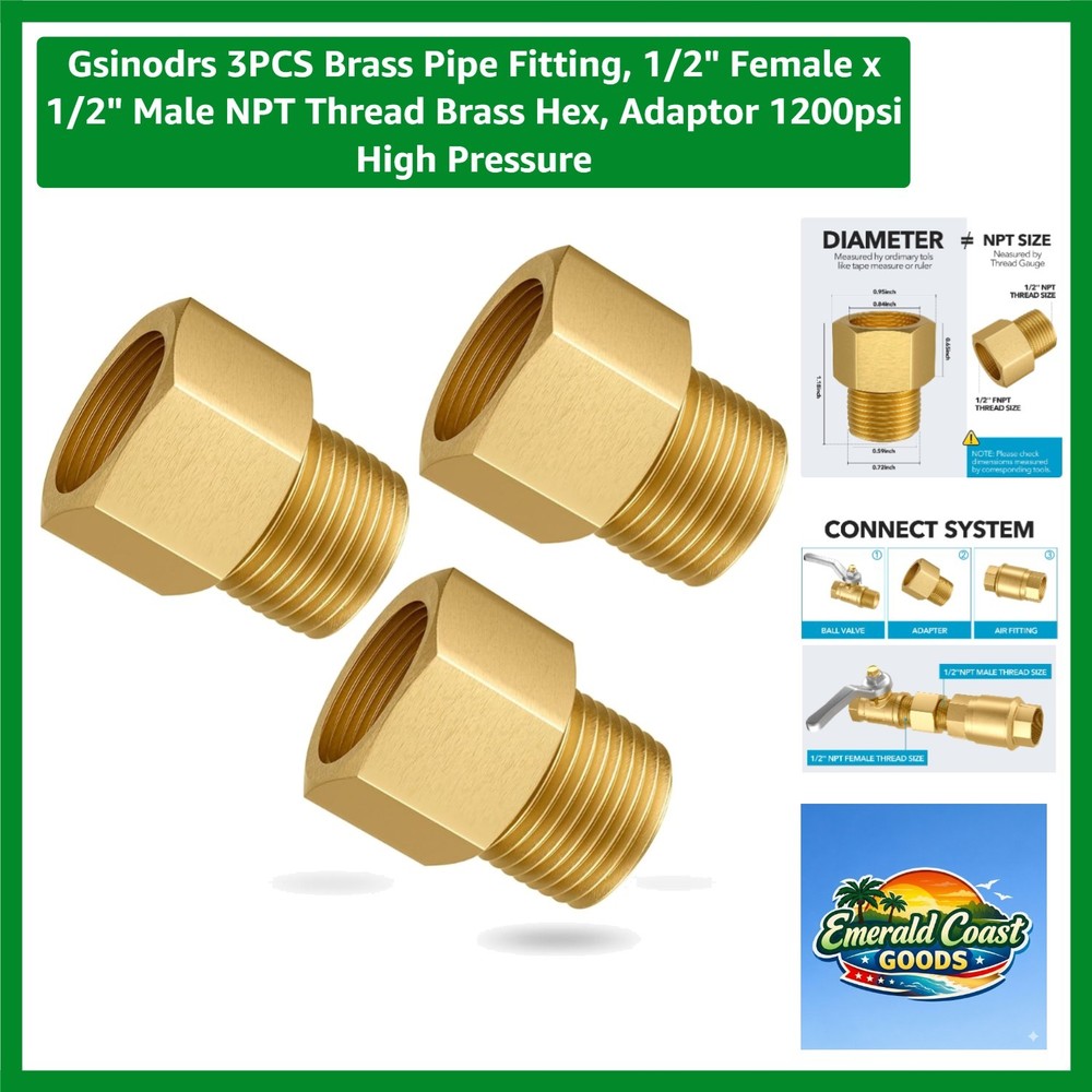 Corrosion-Resistant Brass Pipe Fitting Set, 1/2