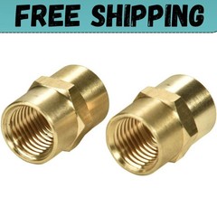 2 Pack 1/4″ X 1/4″ NPT Coupler, Brass Female Pipe Fitting (1/4″ X 1/4″ NPT Femal