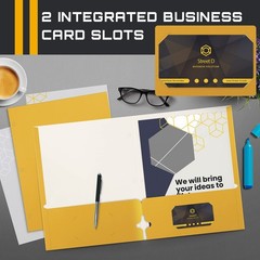 Better Office Products Two Pocket Portfolio Folders, Letter Size, Dark Yellow