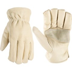 Mens Leather Work Gloves with Reinforced Palm, DIY, Yardwork, Construction,
