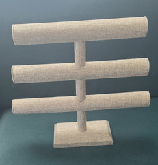 Beige Matte 3-Tier T-Bar Bracelet Jewelry Display Stand With Base