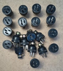2 New 20A 125V Male Round Rubber Plugs Industrial (2-Flat 1-Round) Free US Ship