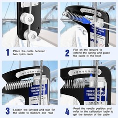 Sailboat Rigging Tension Gauge PT-2, 1500LB Max Load, Fits 3/32in 1/8in 5/32in