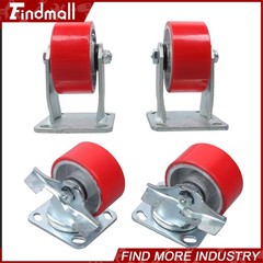 Findmall 4 Pack 4″ × 2″ Heavy Duty Rigid & Brake Swivel Caster Wheels 2800Lbs