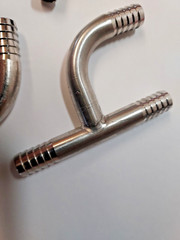 Q-(4) FOOD GRADE STAINLESS STEEL 3/8″ BARB Y HOSE FITTING ADAPTERS SPLICERS
