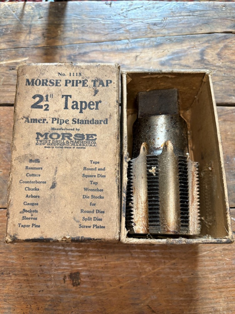 Vintage Morse Pipe Tap 2-1/2″ Taper No. 1115 Die American Standard Metalwork
