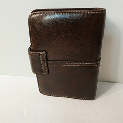Rosetti Brown Faux Leather Ring Pocket Planner Organizer Binder Wallet Clean