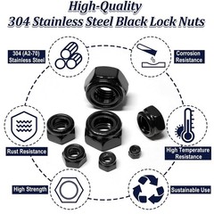 Comprehensive 180 Piece Black Locknut Kit for DIY Enthusiasts and Professionals