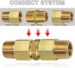 Brass Hex Nipple 1/2 NPT Male Adapter Fitting 4-Pack Solid Pipe Connector Du…