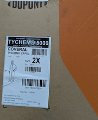 DuPont Tychem 5000 Hooded Chemical Resistant Coveralls 2XL Tan Taped Seam 6-Pack