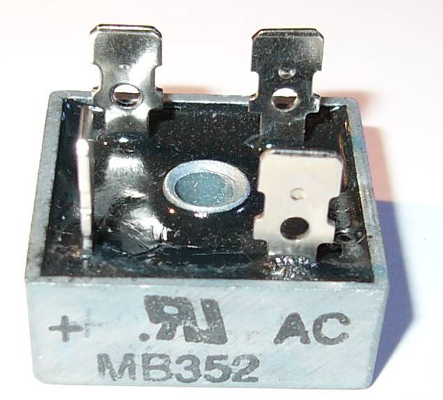 35 Amp 200 Volt Bridge Rectifier – Metal Case – 35A 200V – 1-1/8 Square w/ Hole