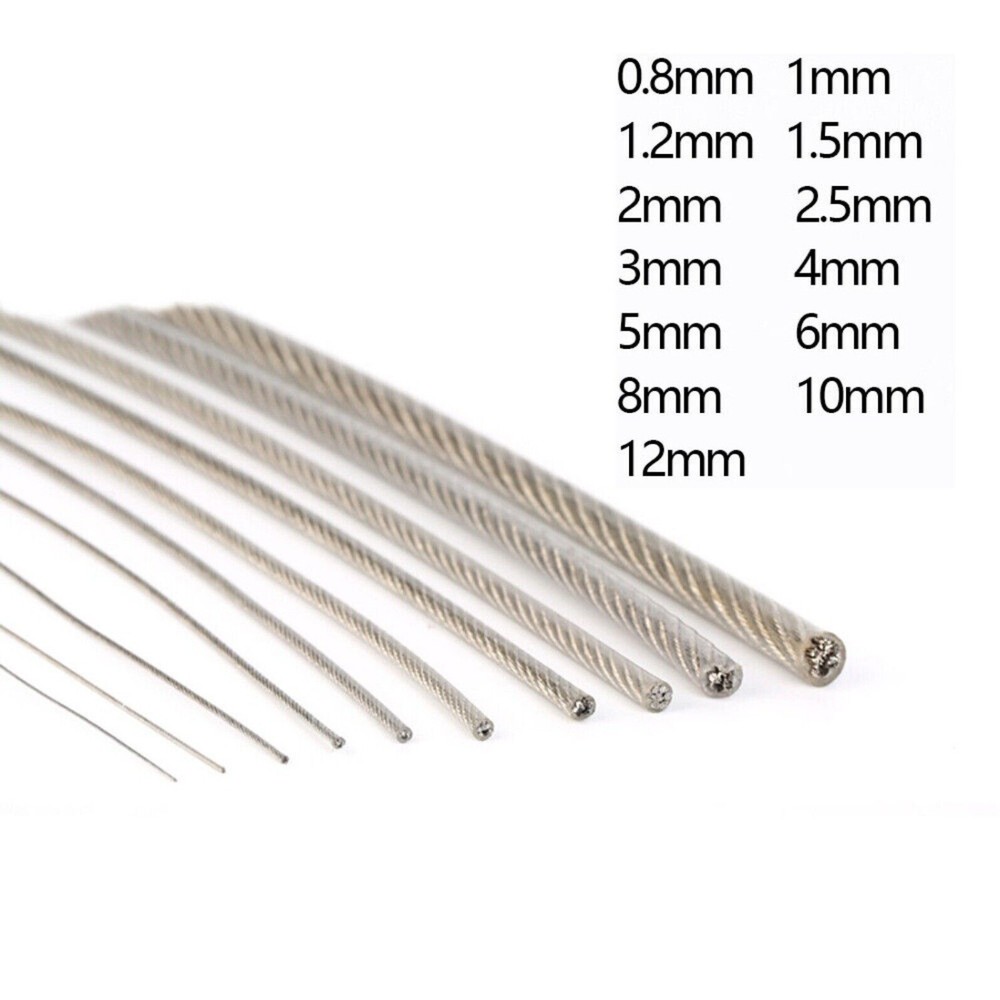 0.8mm – 12mm Wire Rope Cable Stainless Steel A2 Rigging Plastic Coated Wire PVC