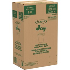 Dart 8J8 8 oz Insulated Foam Cups – 1,000 ct Case – Hot & Cold Drink Use