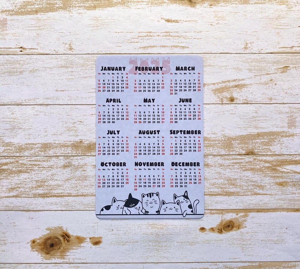 Cat Lover Calendar Magnet 4″ x 6″ | Start On Any Month | Magnetic Calendar