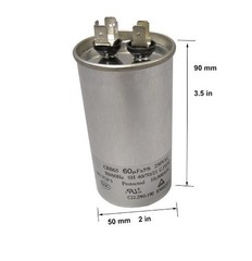 CBB65 250VAC 60uF Run Capacitor 60MFD MFD 250V AC SH B.P2/S2 50x90mm 40/70/21