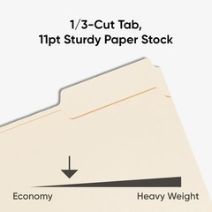 Letter Size Manila Folders, 1/3-Cut Tab, 100 Pack