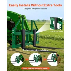Uimoso Skid Steer Pallet Frame w/Hitch Receiver & Spear Sleeves for John Deere