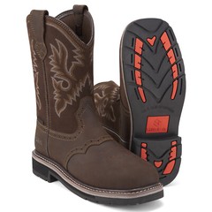 HISEA Men Grain Leather Western Cowboy Boots Steel/Soft Toe Waterproof Work Boot