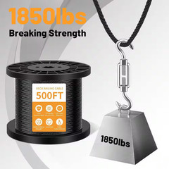 6.1 In. H X 7.9 In. W Black T316 500 Ft. Metal 1/8 In. Cable Wire Rope with Cutt