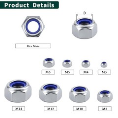 M5-0.8 (100 pcs) Nylon Insert Hex Lock Nuts 304 Stainless M5-0.8, Silver