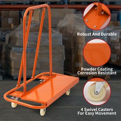Heavy Drywall Cart 45.3″ L × 22.4″ W × 46″ H W/ 4 Swivel Wheels 3000 LB Capacity