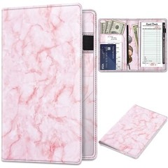 Server Book PU Leather Book Organizer Wallet Zipper Pocket for Waitress Waiters