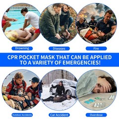 6 Pack CPR Mask with One-Way Valve, Emergency First Aid Face Shield Key Ring