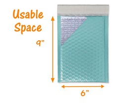 Aqua ICE BLUE Metallic Bubble Mailers 4×8, 8×12, 6×10, 9×13 NEW Padded Envelopes