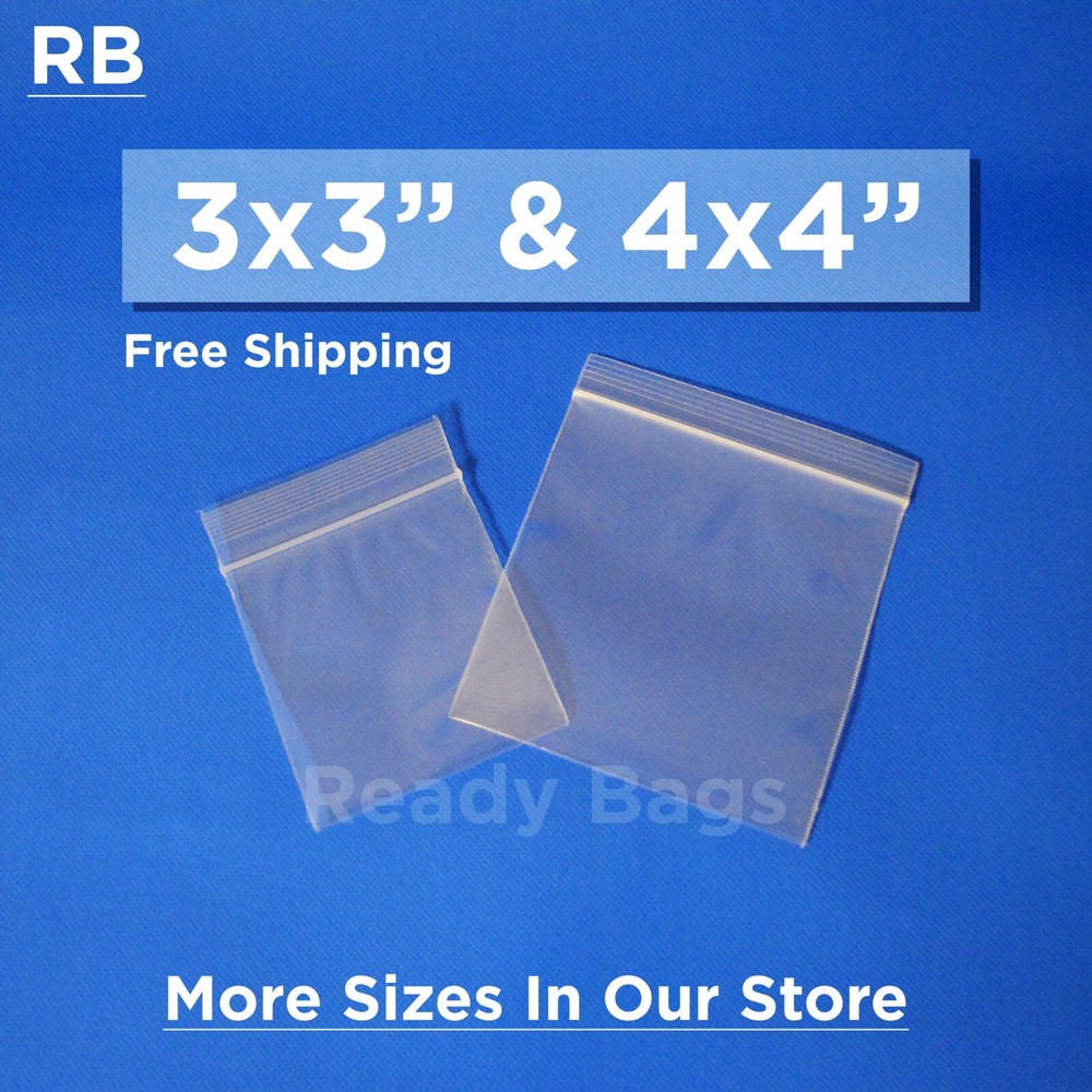 Clear Plastic 3×3 4×4 Zip Lock Bags Reclosable 4Mil Zipper Seal Jewelry Baggies