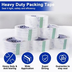 Clear Packing Tape, 12 Rolls Heavy Duty Packaging Tape with Dispensers for Pa…